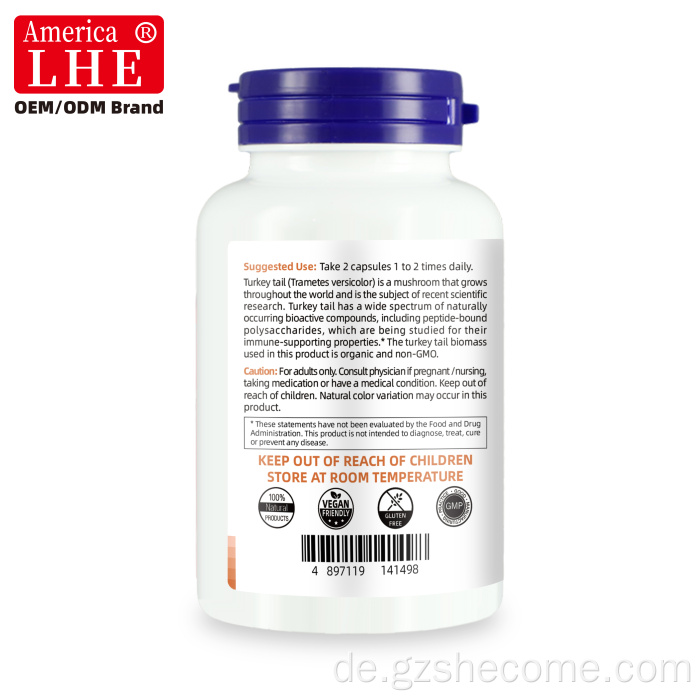 Shecome Turkey Tail Kapseln 2400 mg Unterstützen die Gesundheit des Immunsystems